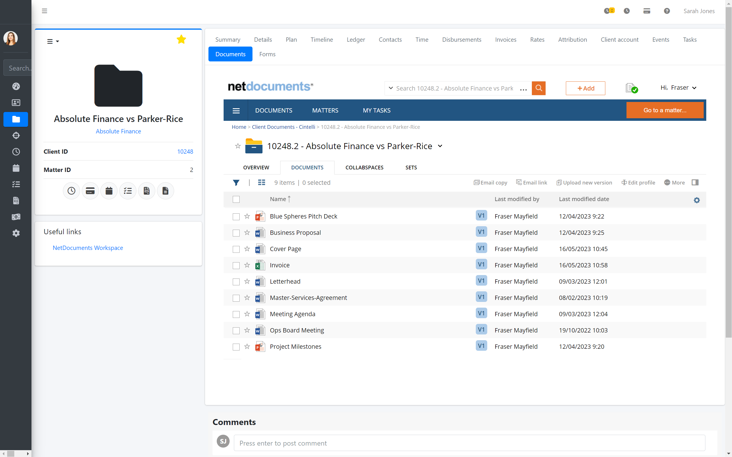 Embedded NetDocuments Workspace
